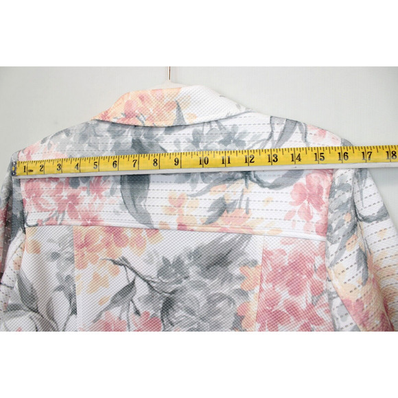 Alfred Dunner Jacket Women 10 Open Lightweight Shoulder‎ Pad Pink Floral Print - Picture 7 of 13